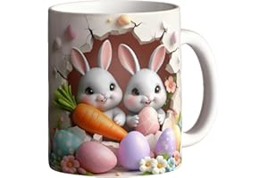 Easter Ceramic Coffee Mug 11oz, 3D Bunny Egg Drinkware for Easter Morning Coffee & Spring Holiday Party Decorations