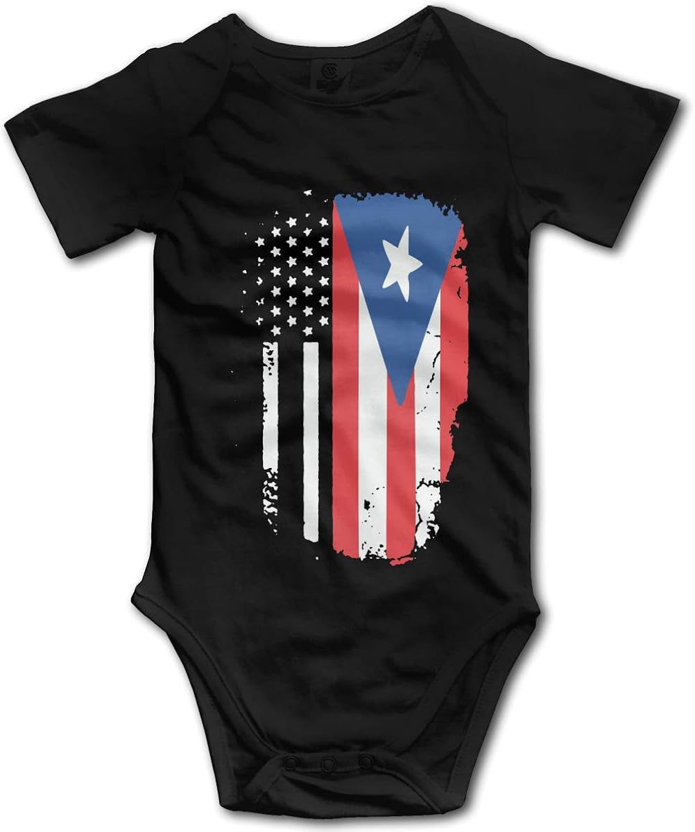 American Puerto Rico Flag Newborn Baby Bodysuit Short Sleeve Infant Bodysuit Clothing