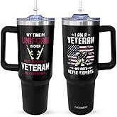 40 oz Veteran Tumbler With Handle Lid and Straw Gifts for Men.Navy/Army/Air Force/Marine Corps Veteran Gifts,Veterans Day/Memorial Day gifts for Proud Veterans,Patriotic Travel Mug Coffee Cup