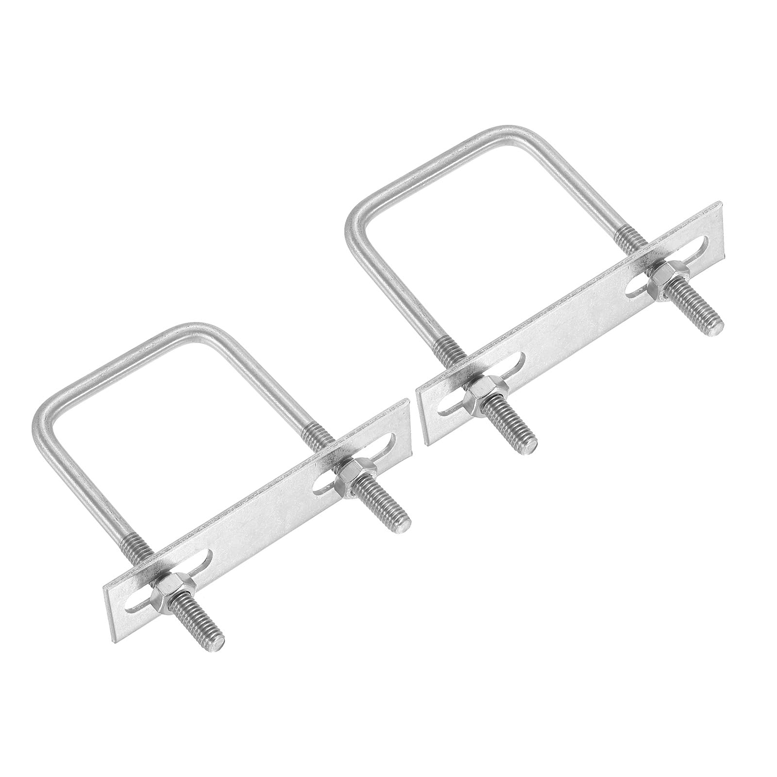 PATIKIL M6x50x80mm Square U-Bolts Kit, 2Set 304 Stainless Steel Square U Shaped Bolts Replacement Parts with Frame Plates and Nuts for Ski Board Sailboat Trailer