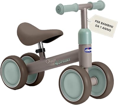 Ride-ON Quadriciclo Senza Pedali, Bicicletta Senza Pedali Equilibrio per Bambini, Guida Fluida, Ruote in gomma, Morbida Sella Antiscivolo, Manici Antiscivolo, 1-3 Anni, max 20 kg, Beige