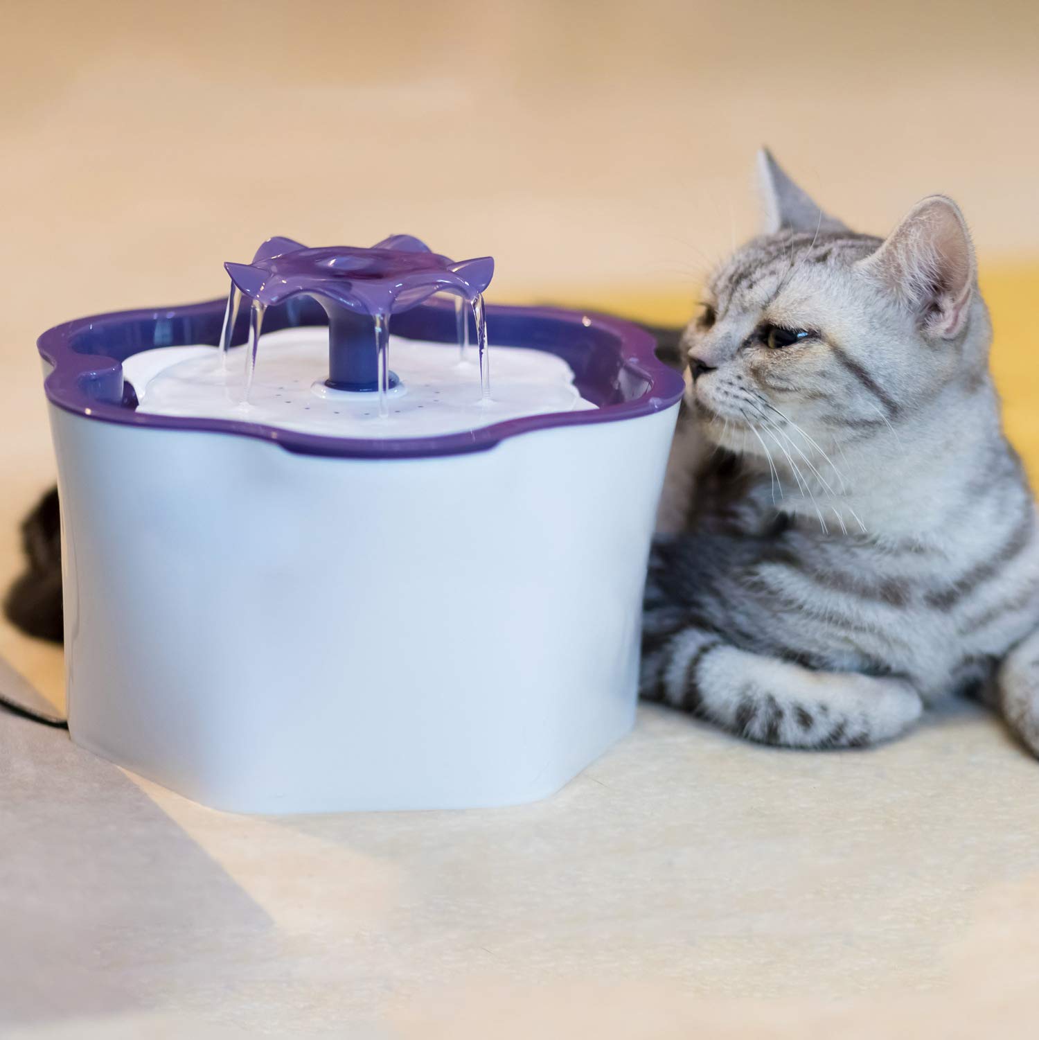 Fityou Katzen Trinkbrunnen, Intelligente Abschaltschutzfunktion Haustier Wasserspender Trinkbrunnen Hund Automatisch Blumentrinkbrunnen Trinkbrunnen Für Katzen und Hunde 2L Ultra Leise