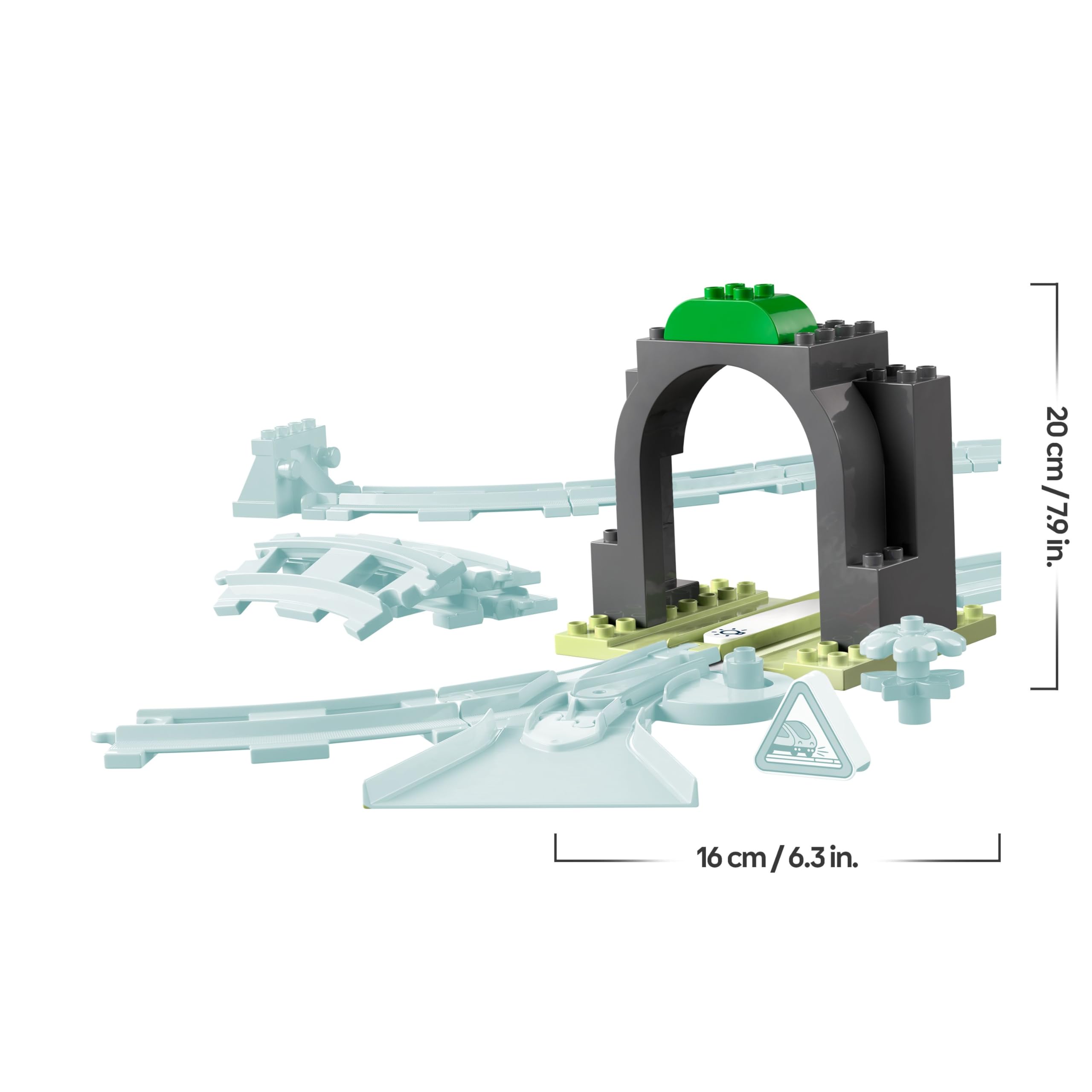 LEGO DUPLO Eisenbahntunnel und Schienen – Erweiterungsset - Lernspielzeug für Kleinkinder – 10-teilige Bahnstrecke mit Trichter und Weiche – Geschenk für Jungen & Mädchen ab 2 Jahren - 10425 7