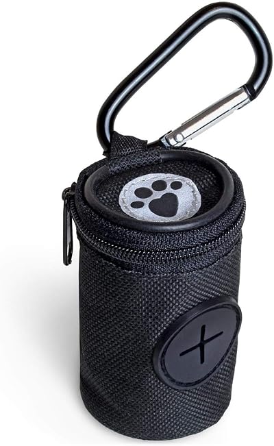 igadgitz Home U7168 Fabric Dog Waste Bag Dispenser with Carabiner Clip Black