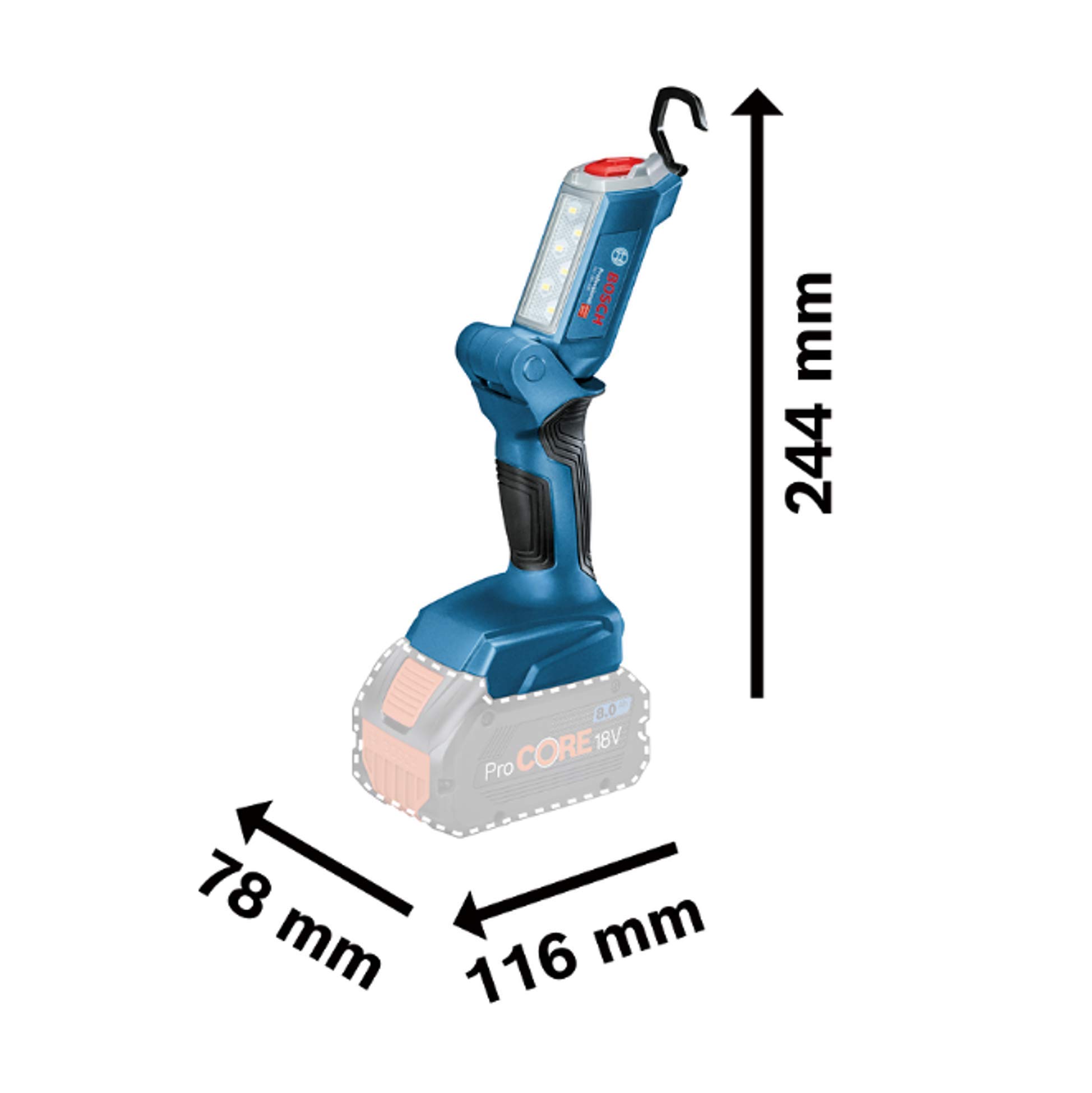 Bosch Professional 18V System Akku LED-Baustellenlampe GLI 18V-300 (max. Helligkeit 300 Lumen, ohne Akku/ Ladegerät) 3