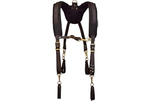 OX Tools Pro Oil Tanned Leather Tool Belt Suspenders for Men - Heavy Duty & Padded Support w/Adjustable Chest Strap OX-P263501 - Tirantes Para Bolsas de Construccion