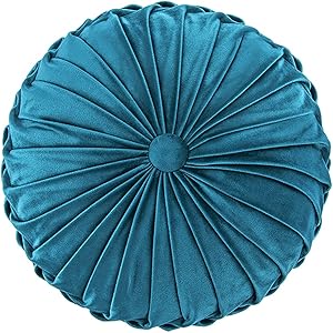 Gluck Plants Round Throw Pillow 2Pack Pumpkin Velvet Home Decoration Pleated Pillow Cushions for Sofa Bed livingroom Car Decor