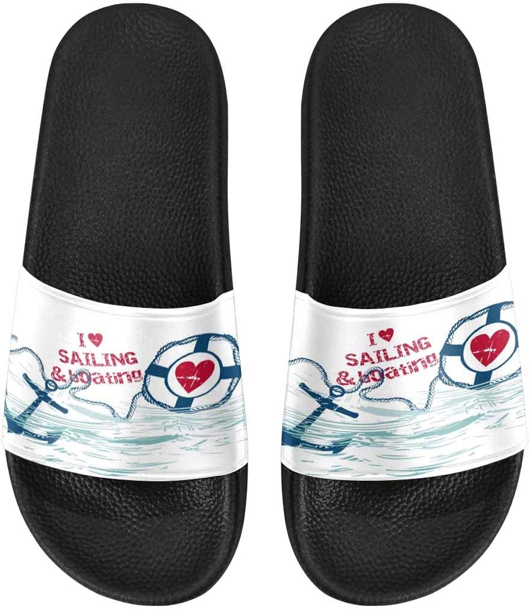 Amazon.com | INTERESTPRINT Women's Lightweight Pool Slippers House Slippers (US6-US12) Marine 