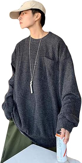 Amazon Aozuoメンズ セーター 秋 冬 薄手 インナーウェア 丸首 無地 ペアルック カジュアル セーター ファッション 男女兼用 メンズ ゆったり トップス 通学 セーター 通販