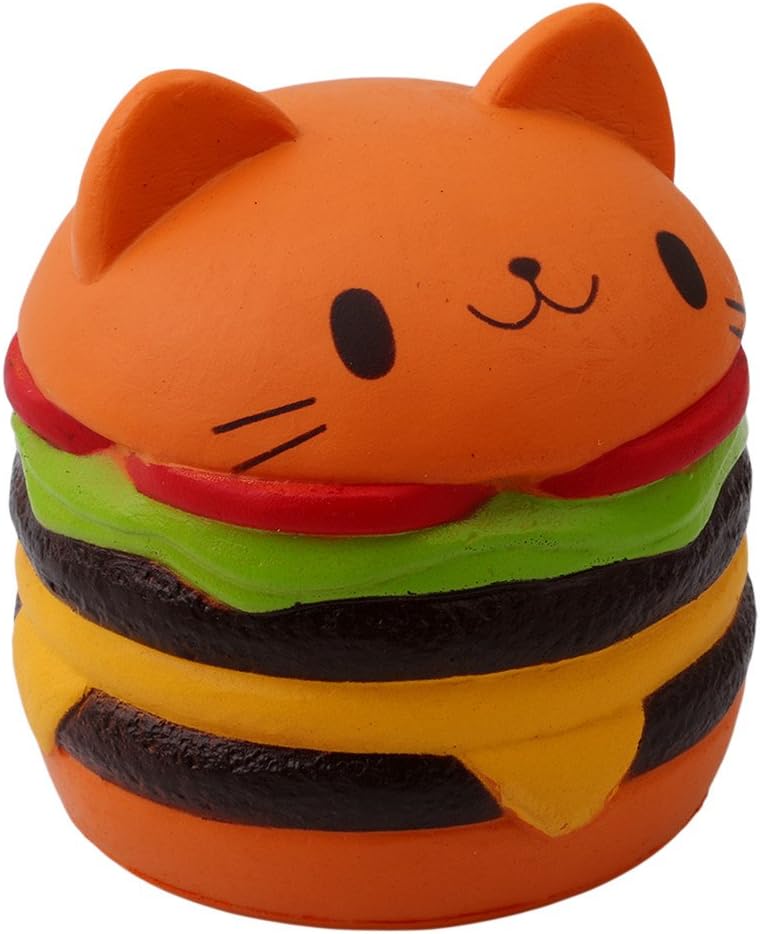 Chinget Cute Slow Rising Toy Cat Hamburger Design Stress Relief Toy Decompression Toys