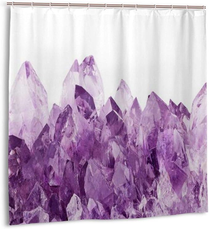 Amazon Com Mifsoiavv Shower Curtain Crystals Purple Mineral Nature Gem Jewel Amethyst Custom Design Waterproof Shower Curtains Bathroom Decor Include Hooks Extra Long 72 X 72 Home Kitchen