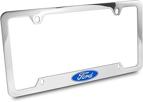 1x FordLOGO STAINLESS STEEL LICENSE PLATE FRAME Screw Caps