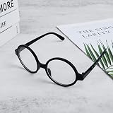 Aomig Wizard Round Glasses Black Frame with Clear Lenses Retro Costume Accessory view 7