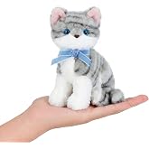 Ditucu Cat Stuffed Animals Cute Soft Kitten Plush Doll Small Kitty Plushies Toys Gifts for Kids Stripe Grey 6 inch