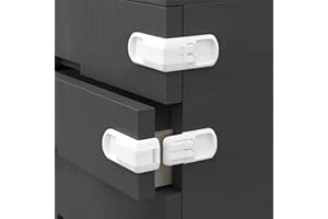 4 Pcs Safe Cupboard Locks, Update Child Proof Drawer Locks, Dual-button Baby Proofing Corner Locks with Strong Adhesive for C