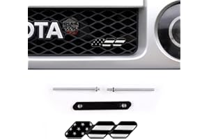 Jawmoy Pack-1 Tri-Color Grille Badge Emblem Decoration, Automobile Front Mesh Accessories, Compatible with Toyota 4Runner Tacoma Tundra (American Flag Black)