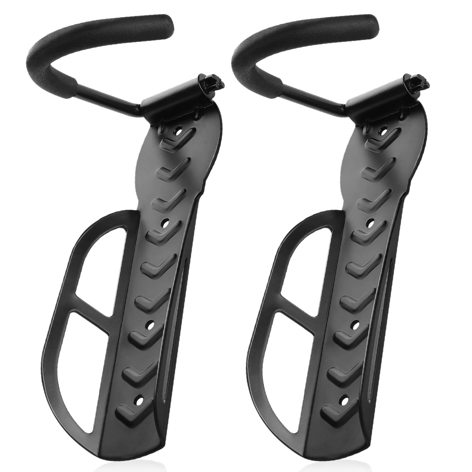 Flexzion Garage Bike Wall Mount (2 Pack) - Vertical Bicycle Rack Hanger Wall Mounted Storage Holder with Screws - Easily Hang/Detach Bike Hooks for Indoor, Apartment, Shed, Holds up to 44lbs(20Kg)
