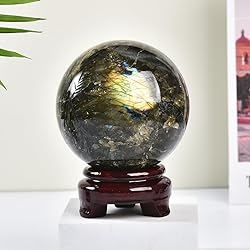 MOGEMT Labradorite Crystal Ball with Stand Large