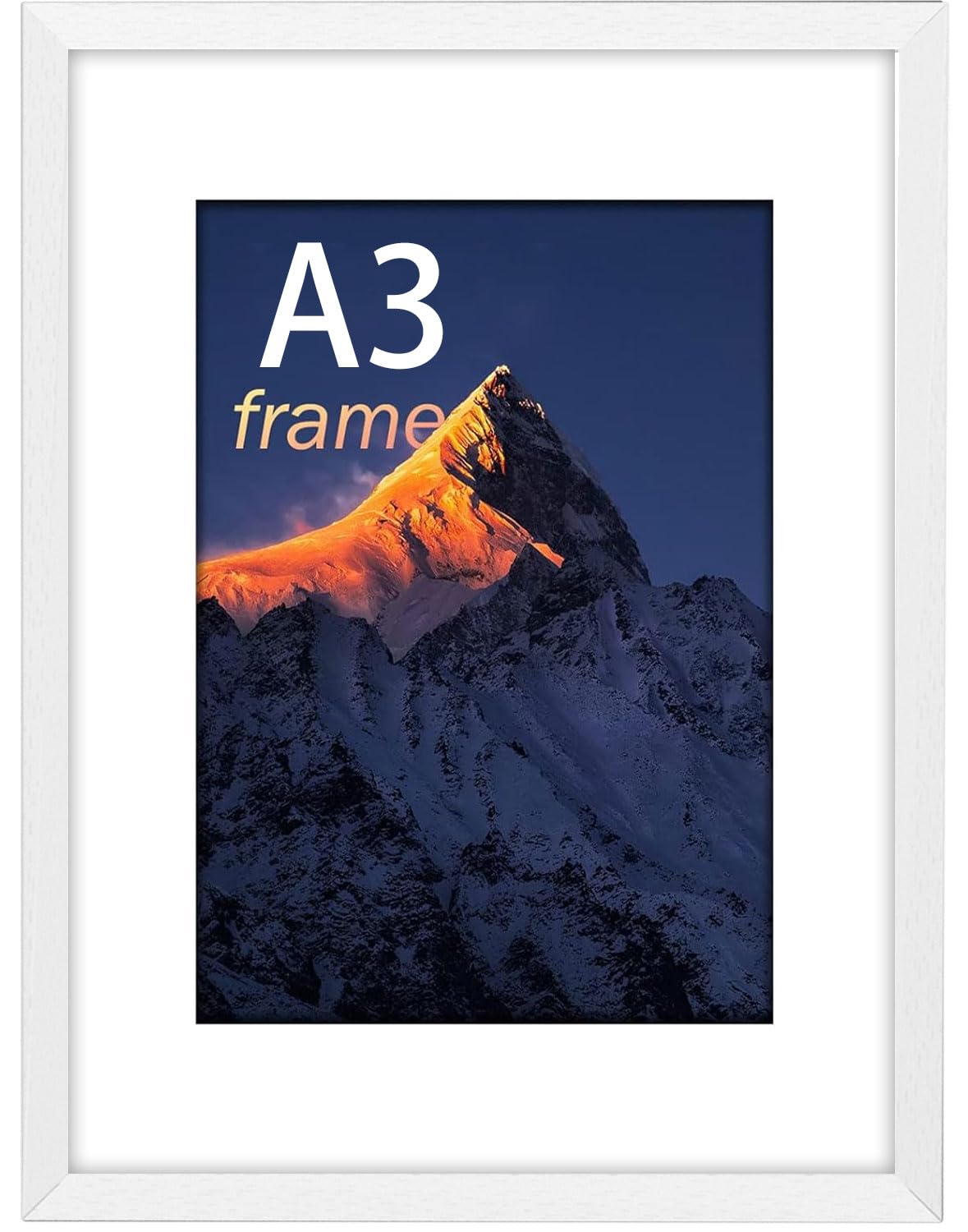 wyewye A3 Picture Frame, Frame for A3 Print, A3 Frame with Plexiglass and Mount, Picture Frames for Only Wall Mount, Solid Wood, White, Pack of 1 — image 1