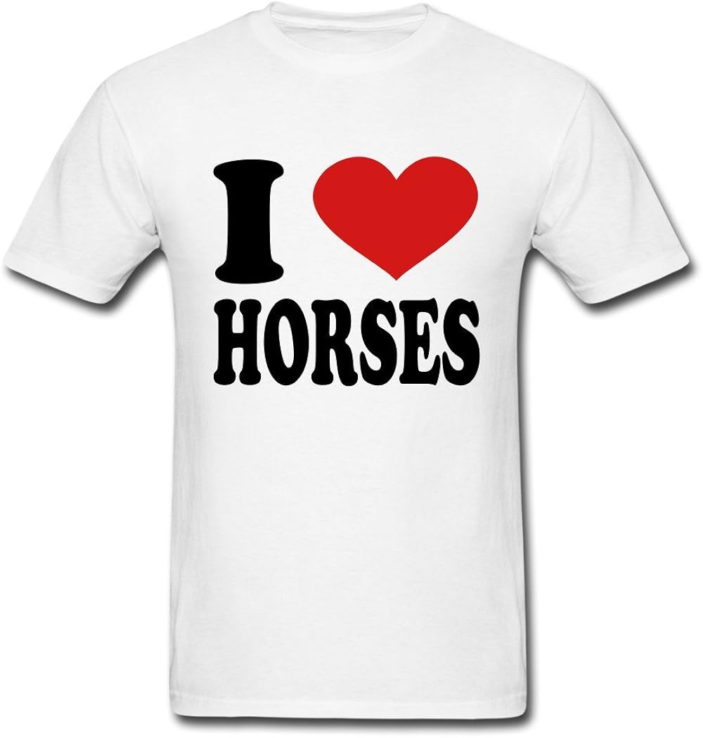 TopShirt Fashion Men's I Love Horses TShirts White XX