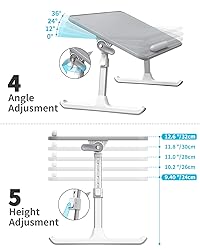 SAIJI Leather Adjustable Laptop Bed Tray Table with