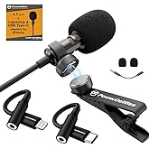 PowerDeWise Professional Grade Lavalier Clip On Microphone - Lav Mic for Camera Phone iPhone GoPro Video Recording ASMR - Small Noise Cancelling 3.5mm Tiny Shirt Microphone with Easy Clip On System