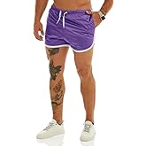 Ouber Men's Fitted Shorts Bodybuilding Workout Gym Running Tight Lifting Shorts with Pockets