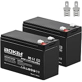 A AOKLY 12V 7Ah Replacement Battery 6fm7 Rechargeable 12 Volt 7Amps 20Hours | F2 Terminal (With F1 terminal adapter Lead) Acid Battery SLA AGM Power Source, Maintenance Free, Size 5.94x2.56x3.9in, 2 Pack