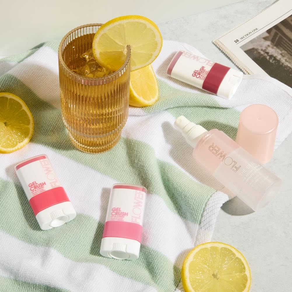 FLOWER BEAUTY Lip & Cheek Gel Crush | Cream Blush and Lips Tint in One Portable Multistick | Hydrating Burst of Color | (Blackberry)