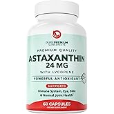 PurePremium Astaxanthin Supplements - Astaxanthin 24mg with Lycopene 50mg Antioxidants Supplement for Skin & Eye Health, Normal Joint Support & Immune System Support – Non-GMO - 60 Count