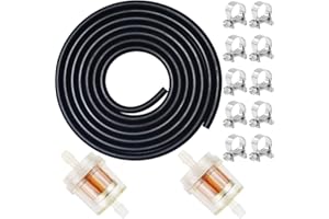 WRETESR 1/4 Inch ID Fuel Line Hose with & Filters, 6.5 Feet Gas Fuel Hose for Kawasaki Kohler Briggs & Stratton John Deere Craftsman Riding Lawn Mower Tractor Generator Mini Bike ATV Motorcycle Generators