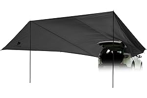 GEERTOP Large Car Awning Tarp for Camping Backpacking Tarp SUV Tailgate Truck Canopy Sun Shade Waterproof Outdoor Rear Vehicle Awning Shelter for Van, MPV, Campers
