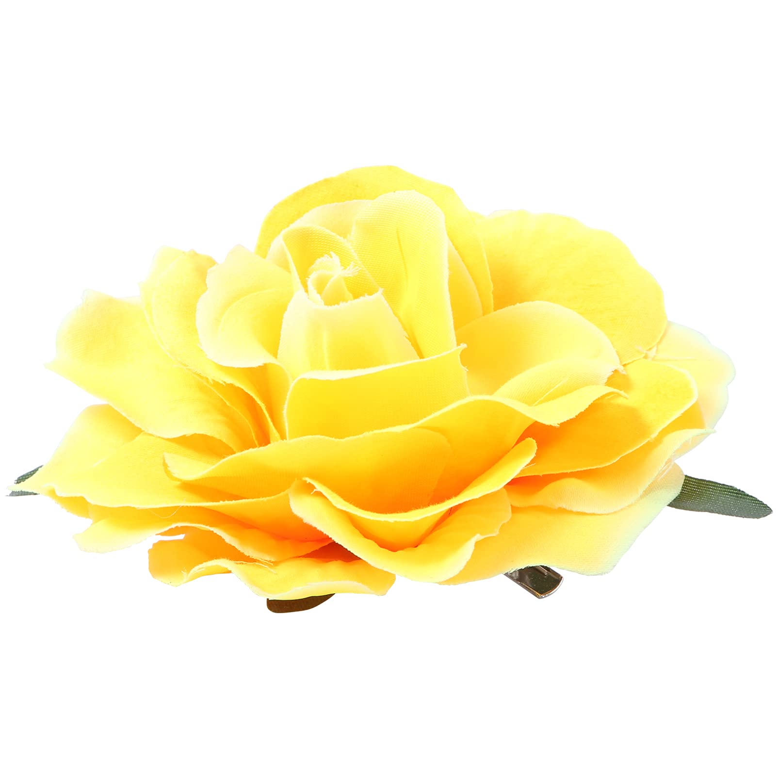 Uonlytech Bridal Hair Clip Rose Flower Hair Clip Comb Rose Flower Brooch 2 in 1 Artificial Big Wedding Fabric Flowers for Women Girl Bridal Party (Yellow) Wedding