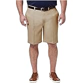 Haggar Mens Cool 18 Pro Straight Fit Flat Front 4-Way Stretch Expandable Waist Short - Big & Tall Sizes