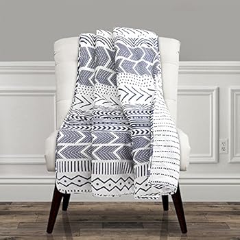 Lush Decor, Navy & White Hygge Geo Throw, 60