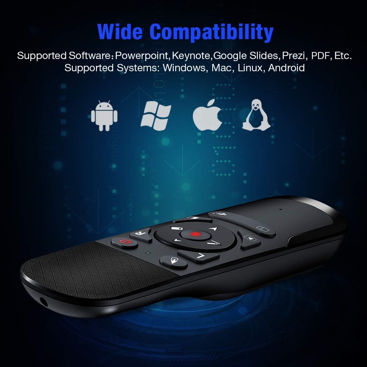 DinoFire Presentation Clicker Air Mouse Function Wireless Presenter USB Powerpoint Clicker, RF 2.4 GHz Presentation Remote Control Clicker for powerpoint presentations Support Mac, Laptop, Computer: Home Audio & Theater