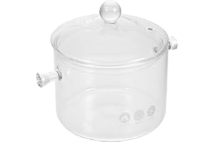 CATIEBYE Glass Double-Handle Saucepan with Lid 14cm High Borosilicate Glass Simmer Pot for Stovetop Cooking