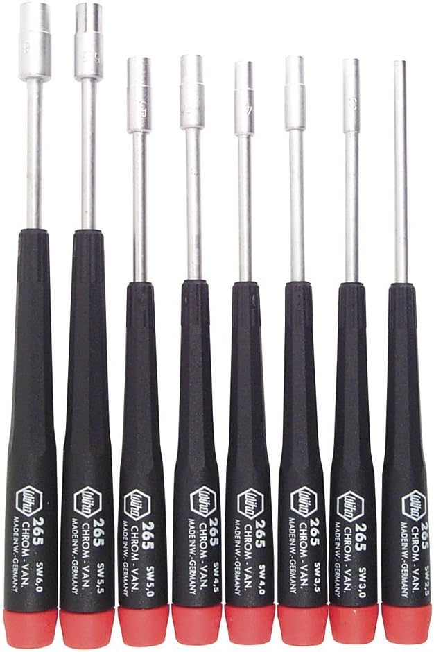 Wiha 26590 Nut Driver Set with Precision Handle, 2.5 to 6mm, 8 Piece Set - Metric Nut Driver Set - 