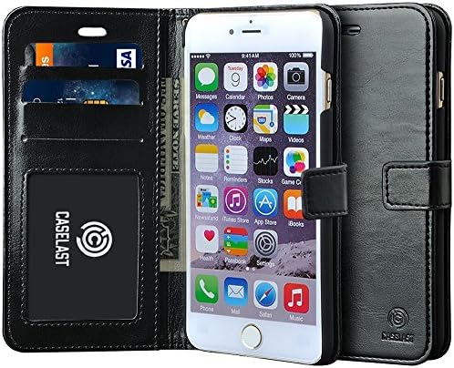 iPhone 6 Plus Case, Black Premium Leather Wallet Case for Apple iPhone 6 Plus 5.5 Kickstand - Stand Flip Cover with Credit Card & ID Slots - Best Protection Case For Men & Women - Perfect Fit - Luxury Packaging & Hand Strap - Lifetime Warranty