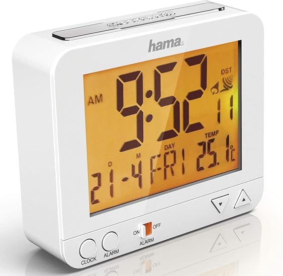 Hama RadioControlled Alarm Clock RC550 (Sensorcontrolled Night Light, Snooze, Temperature and