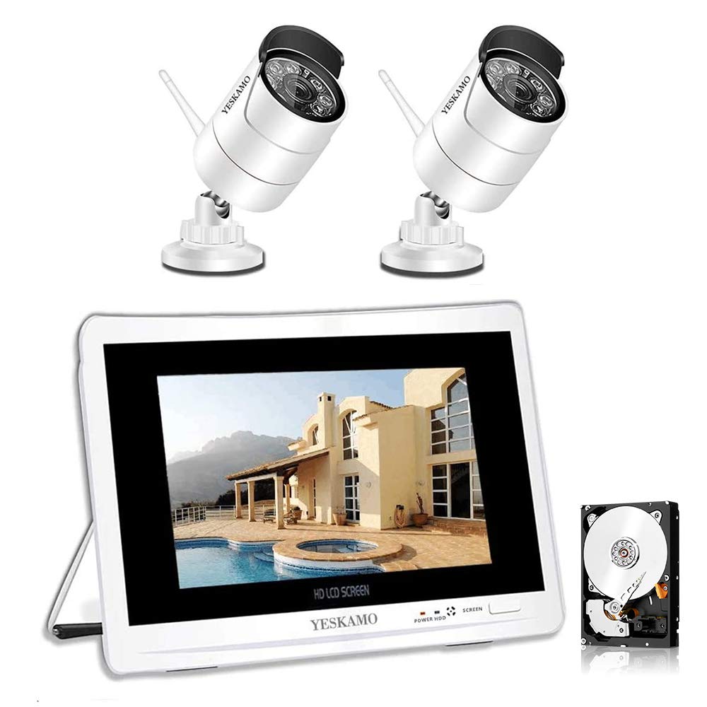 Yeskamo Wireless Cctv Camera Systems Outdoor 2 Pcs 1080p Home Cctv Security System With 12 Full Hd Ips Screen 4ch Nvr Monitor Video Surveillance Kits With 1tb Hdd Plug Play Remote Monitoring Buy Online In