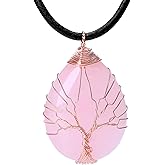 7 Chakra Gemstone Healing Crystals Necklace - Copper Wire Wrapped Natural Unisex Hippie Leather Choker