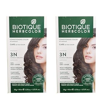 Biotique Herbcolor Conditioning Darkest Brown Hair Color with 9 Organic Herbal Extracts (No 3 N Darkest Brown, 50 gm + 110 ml) -2