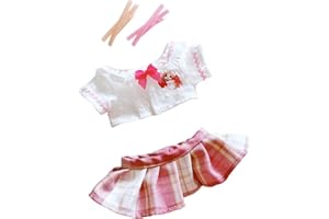 CALEMBOU Plush Doll Clothes Set, Cute JK Uniform Set for 20cm/8 inch Soft Dolls Stuffed Animals (Pink)