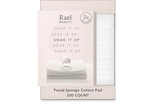 Rael Cotton Pads for Face - Facial Sponge, Square Pad Use with Toner, Makeup Remover, Lint-Free, Soft and Thin, Korean Skin Care (200 Count)