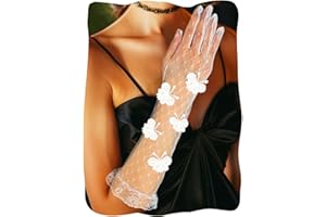 GEMILY Lace Tea Party White Gloves Long Sheer Gloves for Women and Girls