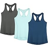 icyzone Women's Racerback Workout Athletic Running Tank Tops (Pack of 3)