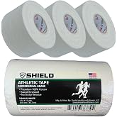 SHIELD Athletic Tape, 1.5 in x 15 yd, 3-Pack, White | Rigid cotton athletic tape with easy tear edges and pro-grade adhesive for sports medicine taping. USA Made