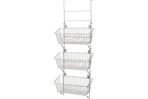 EZOWare 3 Tier Over the Door Rack / Wall Mount Storage Organizer Baskets, Hanging Shelves Set for Kitchen Bathroom Closet