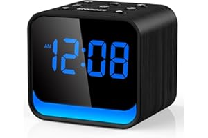 HOUSBAY Wooden Radio Alarm Clock - Dimmable Display for at-a-Glance Clock, Sleep-Friendly Light, Natural Alarm & Premium FM Radio for a Gentle Wake-Up